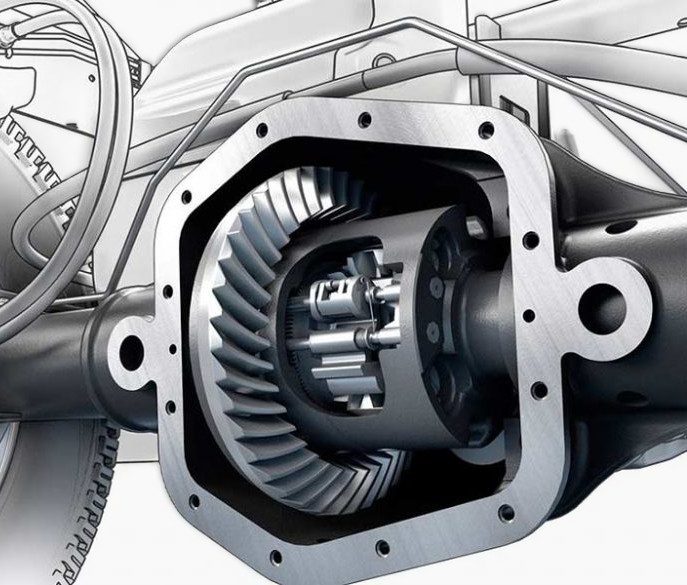 inside view of a differential on a car