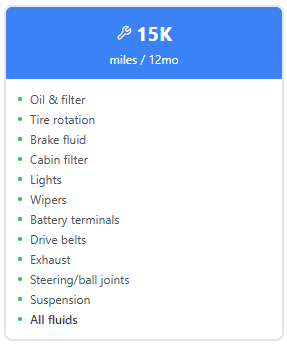 Nissan Xterra maintenance schedule at 15k miles