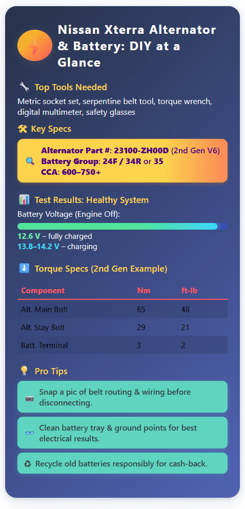 Nissan Xterra Alternator & Battery: DIY at a Glance - infograph
