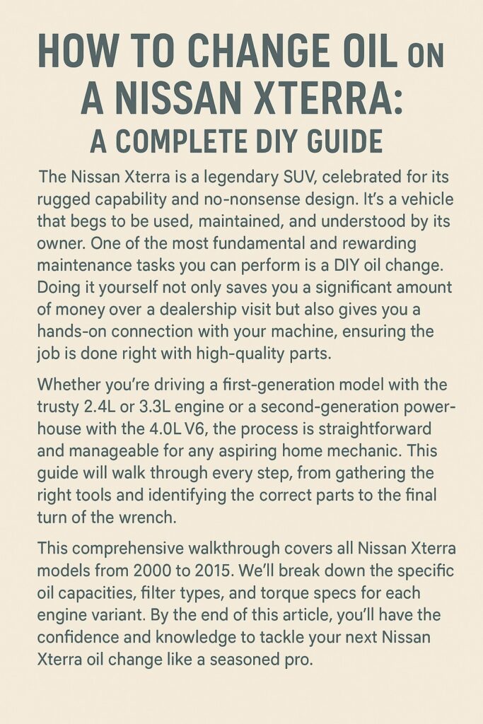 image representation of DIY Xterra oil change infos
