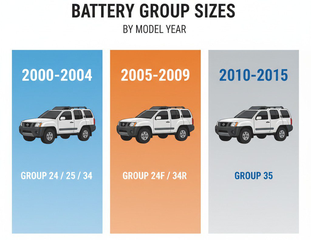 Xterra Battery specifications per model year